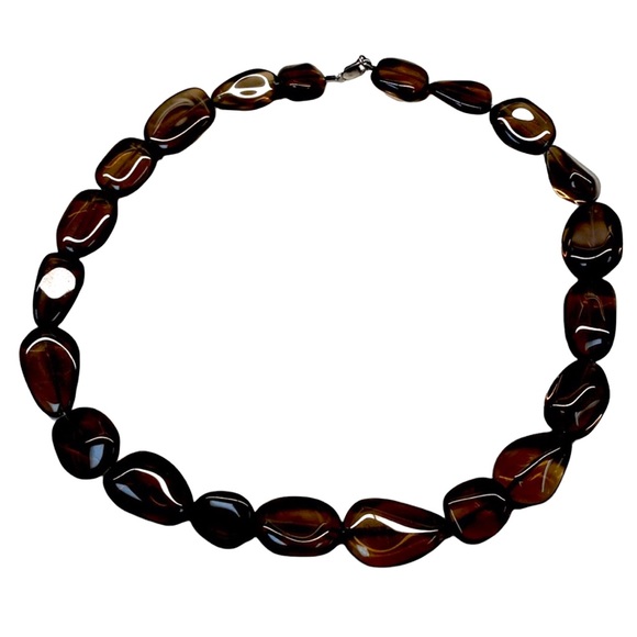 Natural Smoky Quartz Necklace Oval Smooth Beaded. Single strand, Rare find - Picture 1 of 11